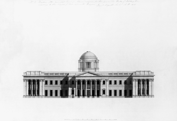 Elevation of Principal Front of a house, 1815 à Benjamin Dean Wyatt