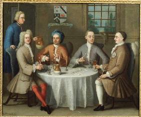 Image de groupe avec Sir Thomas Sebright, Sir John Bland et deux amis