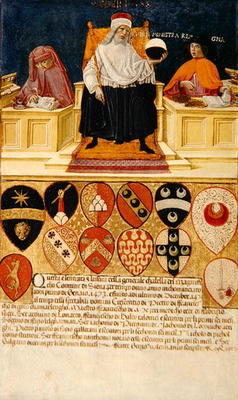 Good government in the public finance office, 1474 (oil on panel) à Benvenuto  di Giovanni