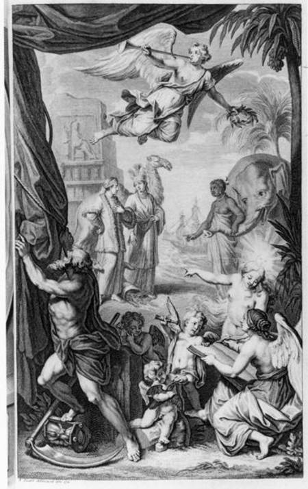 Frontispiece to 'Voyages...par le Muscovie, en Perse, et aux Indes Orientales' by Cornelis de Bruijn à Bernard Picart