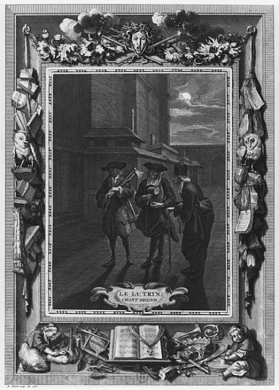 Illustration from ''Le Lutrin'' Nicolas Boileau, known as Boileau-Despreaux, 2nd canto, published in à Bernard Picart