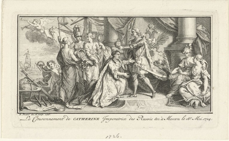 Peter the Great crowns his wife Catherine I as Empress à Bernard Picart