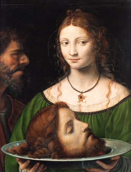 Salomé avec la tête de Saint Jean Baptis - Bernardino Luini en reproduction  imprimée ou copie peinte à l\'huile sur toile
