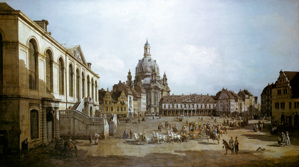 la place de marché à Dresde, vu de la cour des juifs à Bernardo Bellotto