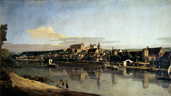 View of Pirna from the right bank of the Elbe à Bernardo Bellotto