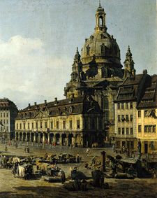 La place de marché à Dresde du Moritz - route  (détail) à Bernardo Bellotto