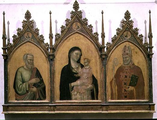 Madonna and Child with SS. Matthew and Nicholas, altarpiece, 1328 (tempera on panel) à Bernardo Daddi