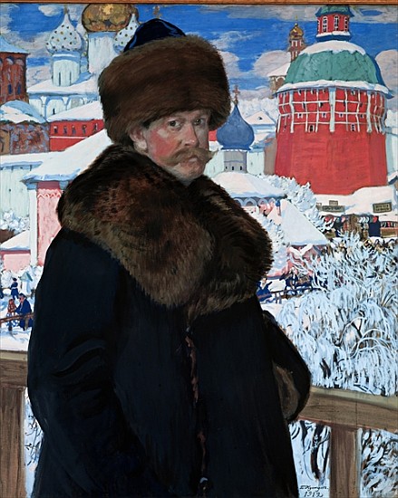 Self Portrait, 1912 (tempera on cardboard) à Boris Mikhailovich Kustodiev