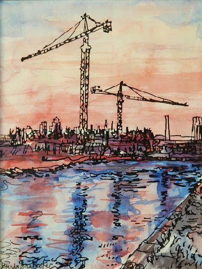 Canal Evening with Cranes