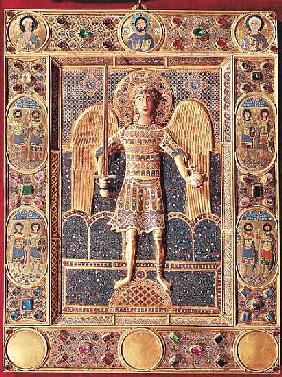 Enamelled plaque depicting the Archangel Michael (enamel & precious stones)