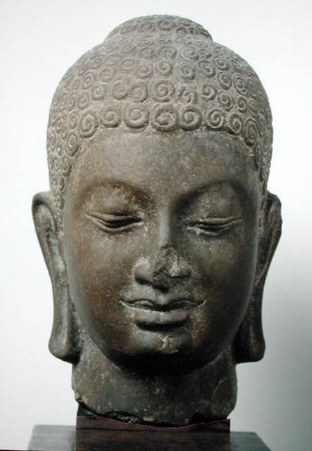 Head of Buddha, from Vat Romlok, Angkot Borei à Cambodgien