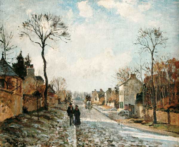 Route hivernale à Louveciennes à Camille Pissarro