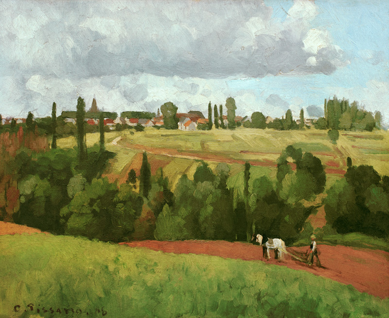 C.Pissarro /Landsape w.Peasant Ploughing à Camille Pissarro
