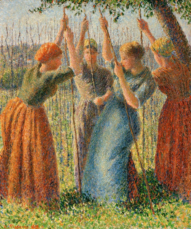 les paysannes plaçant les barres à Camille Pissarro
