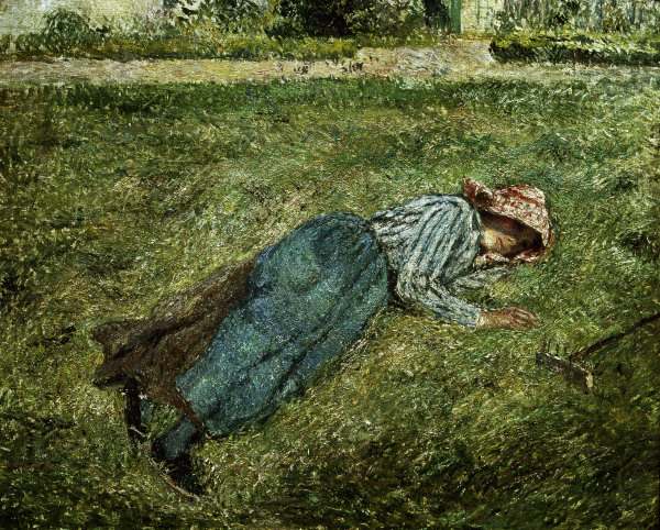 C.Pissarro, Liegendes Mädchen.. à Camille Pissarro