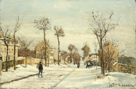 Snowy Road, Louveciennes à Camille Pissarro