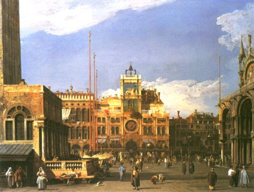The Clocktour sur la Piazza s the. Marco à Giovanni Antonio Canal
