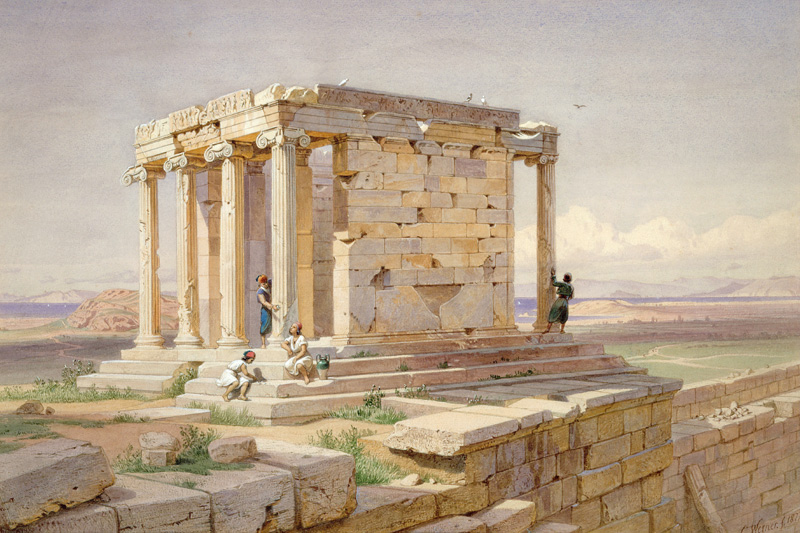 The Temple of Athena Nike. View from the - Carl Friedrich Heinrich Werner