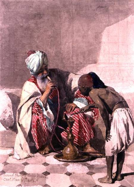 The Nargileh Smoker and his slave boy à Carl Haag