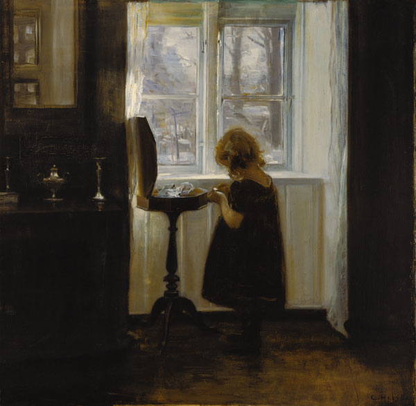 Petite fille au Naehtischchen à Carl Holsoe