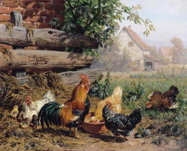 Farmyard Chickens à Carl Jutz