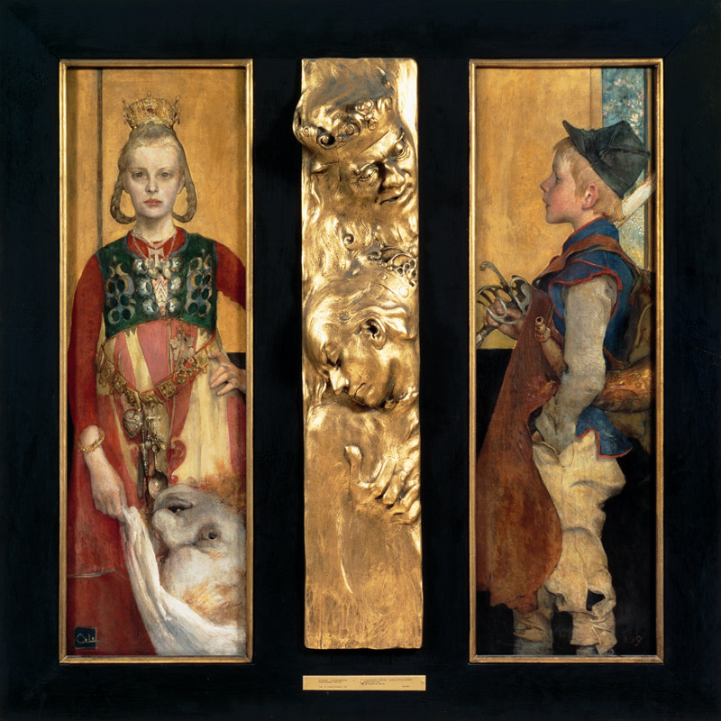 A Swedish Fairytale diptych with relief panel and frame. 1897 à Carl Larsson