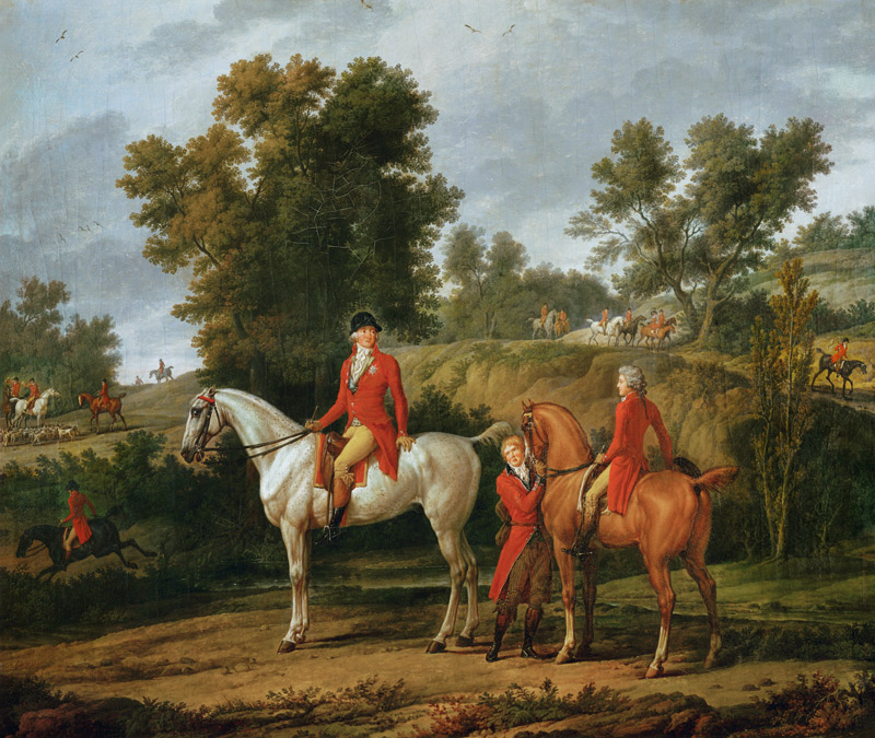Le duc d'Orléans et le duc de Chartres à un rendez-vous de chasse en 1788 à Carle Vernet