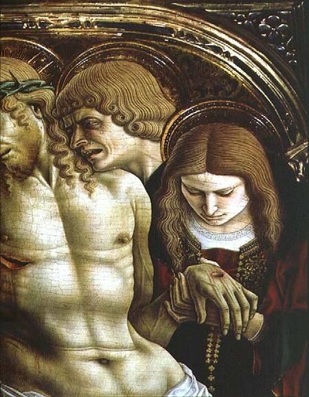 Lamentation of the Dead Christ, detail of St. John the Evangelist and Mary Magdalene, from the Sant' à Carlo Crivelli