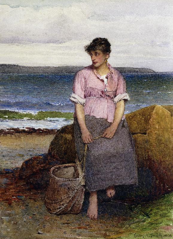 Ein junges Fischermädchen am Meer (A Young Fishergirl by the Sea) à Carlton Alfred Smith