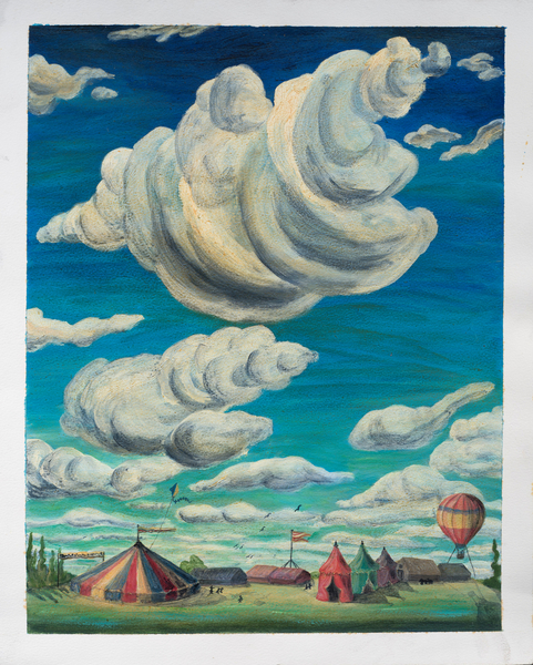 Big Clouds Over Circus Tents à Carolyn  Hubbard-Ford