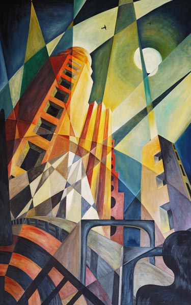 City in Shards of Light (oil on canvas)  à Carolyn  Hubbard-Ford