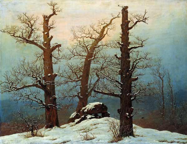 Huenengrab dans la neige à Caspar David Friedrich