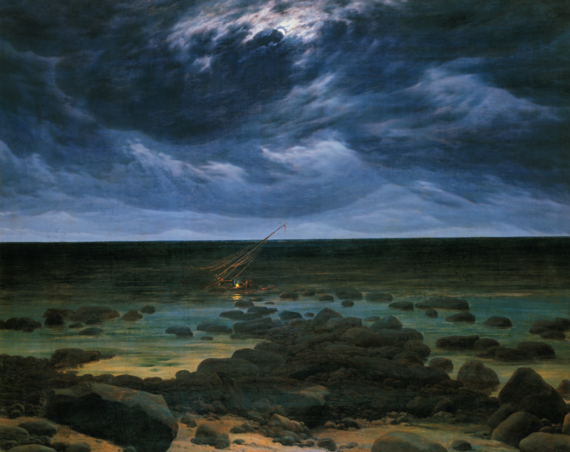 Littoral avec un clair de lune à Caspar David Friedrich