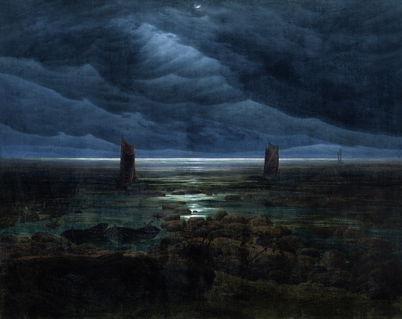 Sea Shore in Moonlight à Caspar David Friedrich