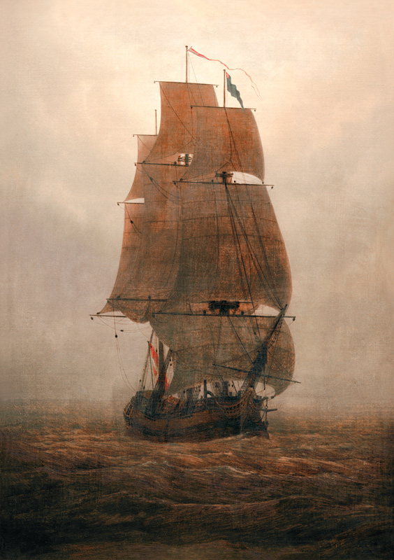 Segelschiff im Nebel à Caspar David Friedrich