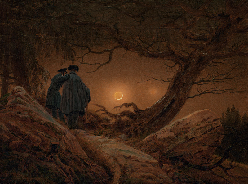 Deux hommes considérant la lune à Caspar David Friedrich