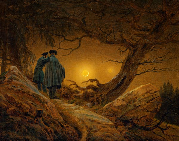 Deux hommes considérant la lune à Caspar David Friedrich