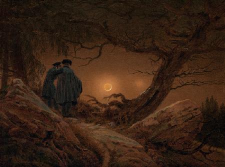 Deux hommes considérant la lune 1819/20
