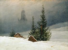 Paysage d'hiver avec l'église 1811