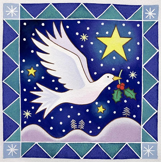 Christmas Dove (w/c on paper)  à Cathy  Baxter