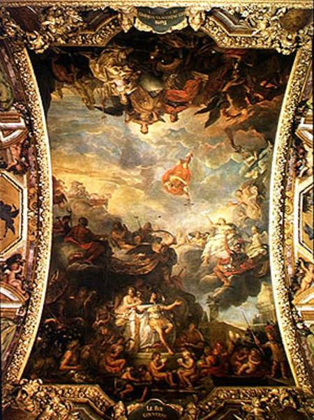 View of King Louis XIV (1638-1715) Governing Alone in 1661 and The Prosperous Neighbouring Powers of à Charles Le Brun