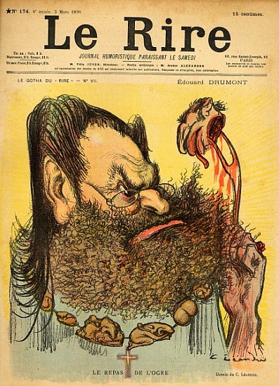 Caricature of Edouard Drumont, from the front cover of ''Le Rire'', 5th March 1898 à Charles Leandre