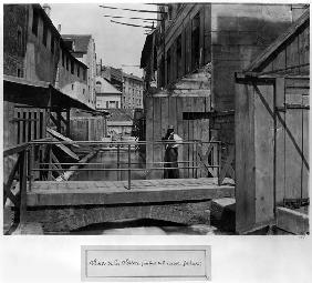 Banks of the Bievre, at the bottom of rue des Gobelins, Paris, 1858-78 (b/w photo) 