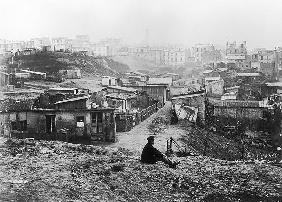 Rue Champlain, a group of huts, 1858-78 (b/w photo) 