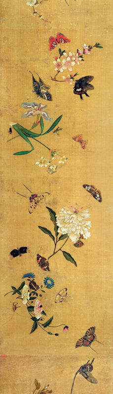 One Hundred Butterflies, Flowers and Insects, detail from a handscroll à Chen Hongshou