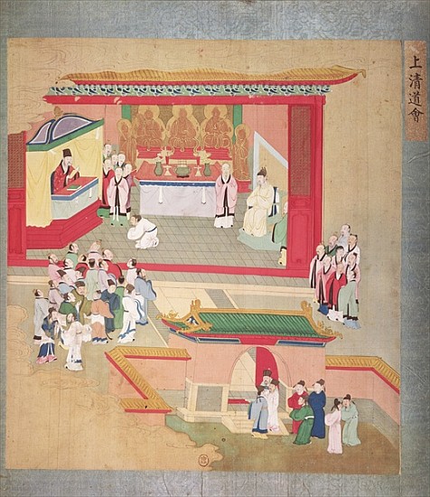 Emperor Hui Tsung (r.1100-26) practising with the Buddhist sect Tao-See, from a History of the Emper à Ecole chinoise