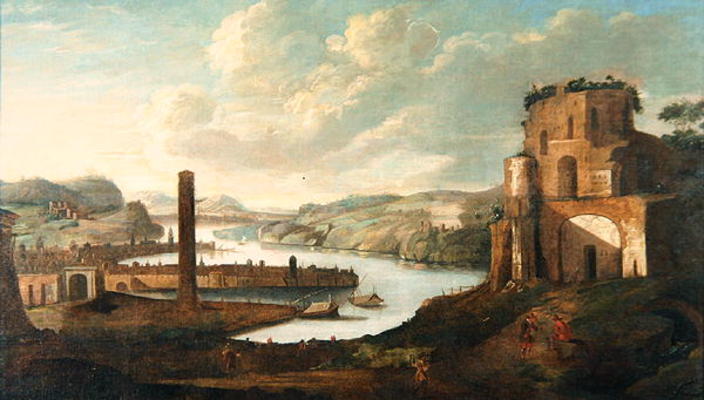 Port Scene (oil on canvas) à Christian Georg Schutz
