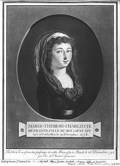 Marie-Therese-Charlotte de France (1778-1851) aged seventeen à Christian von Mechel