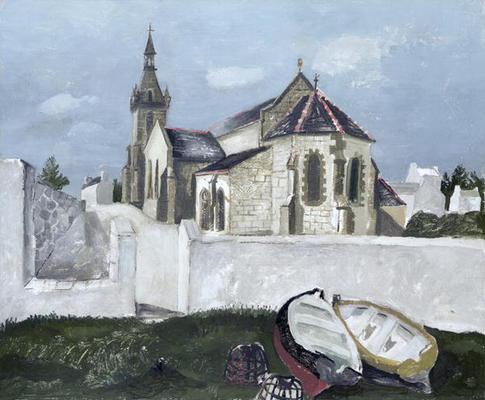 Treboul Church, Brittany, 1930 (oil on board) à Christopher Wood