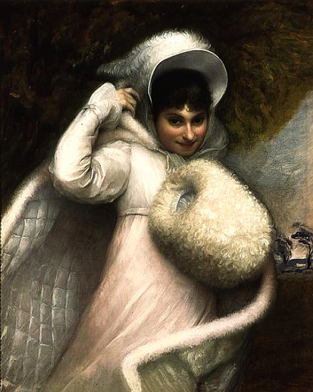 Portrait of a Lady in a White Dress à (cercle de) Rev. Mathew William Peters